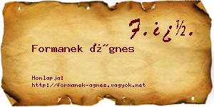 Formanek Ágnes névjegykártya